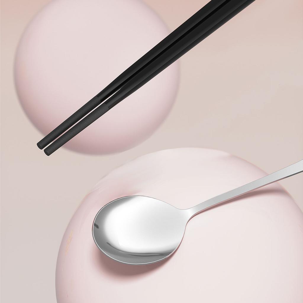 Portable 304 Stainless Steel Tableware Set Spoon Chopsticks With Pull-out Cutlery Box Travel Picnic Cute Dinnerware Set