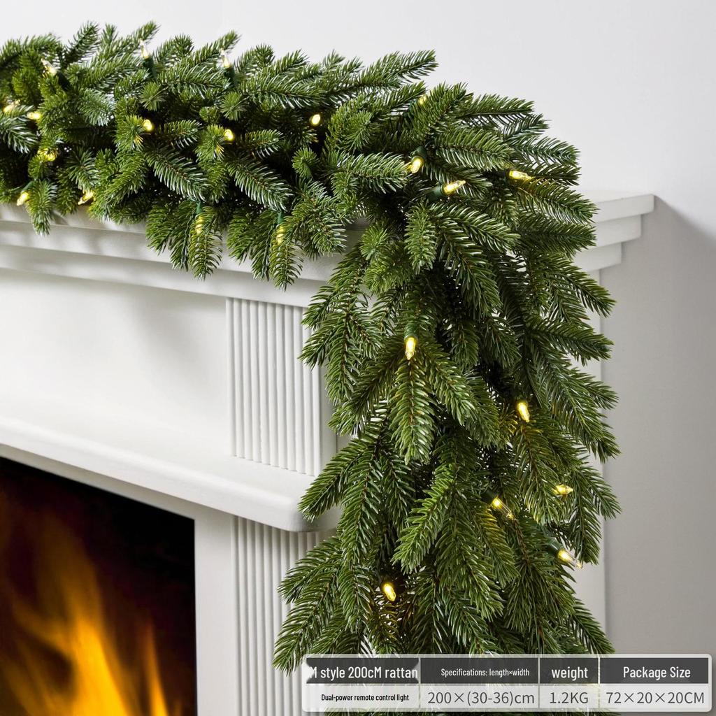 Christmas Glimmer: Garland Set for Tree, Window, and Fireplace with Flocked Leaf Ornaments