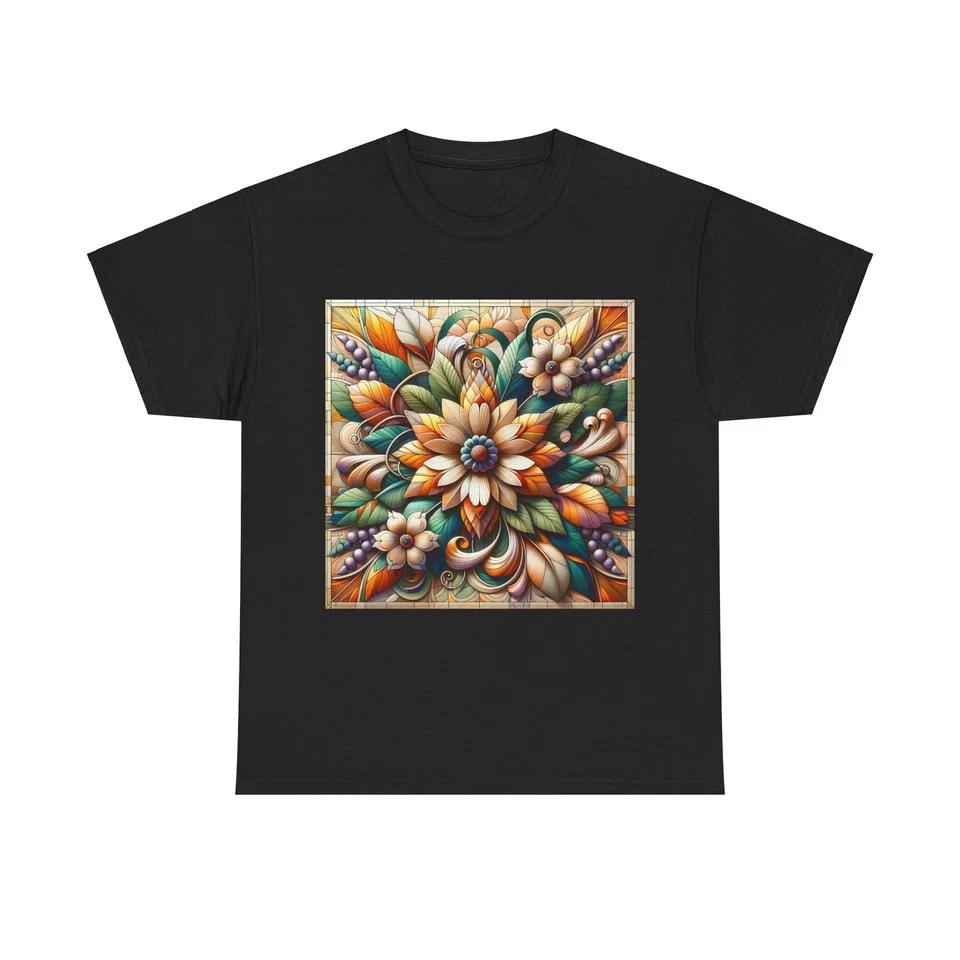 Unisex Adult T Shirt Floral Motifs Vibrant Colors Repeating Pattern XL