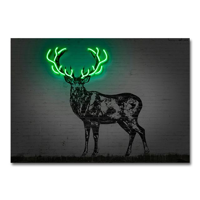 Neon Art Animals Canvas Prints Paintings Abstract Tiger Zebra Balloon Dog Bull Graffiti Posters Unique Home Bar Wall Art Decor