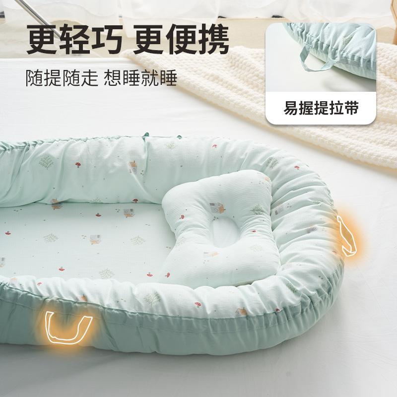 Bed-in-a-bed crib for newborns, designed to soothe sleep and prevent startle reflexes, mimicking the womb, providing a sense of security for the baby