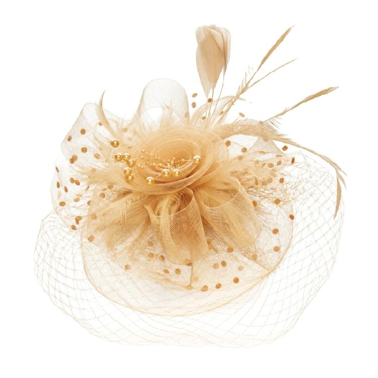Women's Formal Fascinator Headpiece with Mesh Net Feather Detail Tea Party Styling for Wedding Guest Looks and Parties