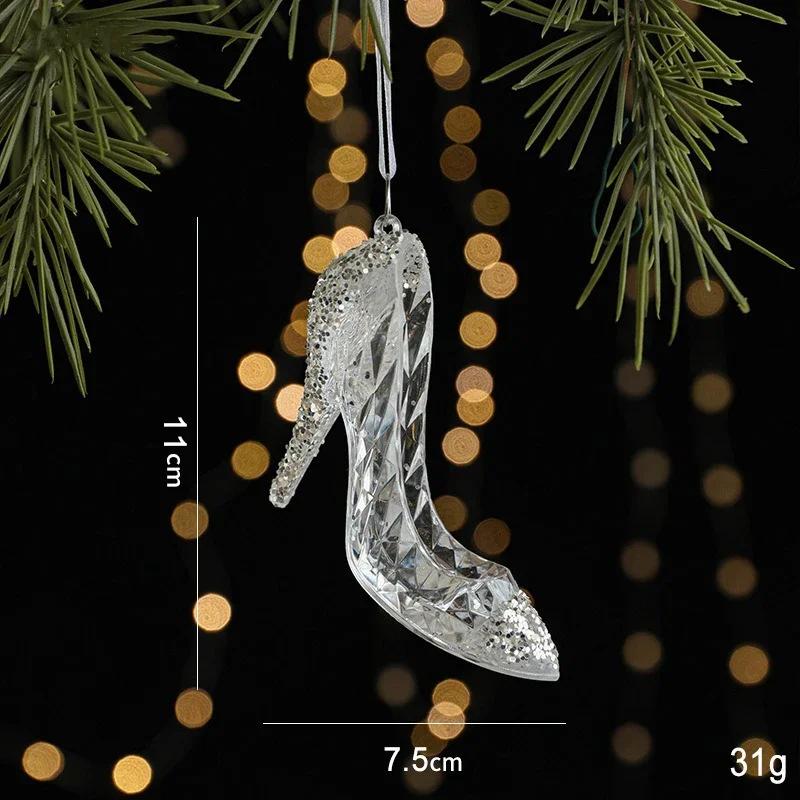 Weihnachts-Eiskristall-Anhänger Weihnachtsbaum-Anhänger Transparente Acryl-Engel-Licht Luxuriöse Szenen-Dekoration Requisiten Silvester 2025