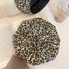 Y2K åttekantet lue klassisk malerhatt kul leopardprint beret dame