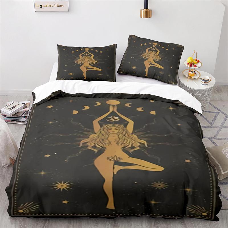 Boho Sun And Moon Duvet Cover Mysterious Astrology Bedding Set Microfiber Witch Wiccan Fortune-Telling Tarot Cards Quilt Cover