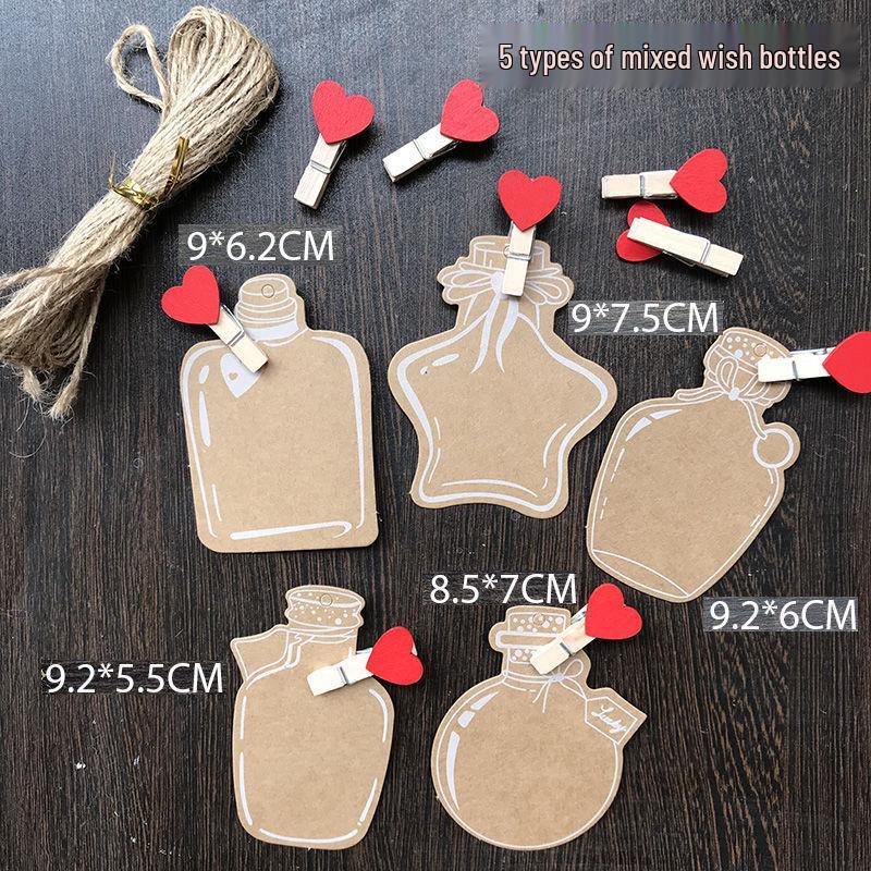 

Retro Kraft Paper Drift Bottle Wish Tags with Clips 10 Pieces + 10m String + 10 Clips