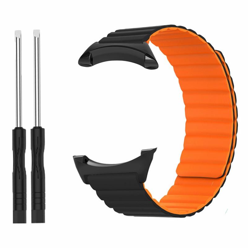 

For Suunto Core Magnetic Watch Band 22mm Skin-Friendly Silicone Strap Black+Wine Red