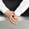 European and American Retro Black Gemstone Ring Men's Niche Personality American Locomotive Tough Guy Style Wear Accessories
