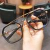 Double Beam Square Myopia Glasses Anti Blue Light Eyewear Oversized Men Women Matte Frame Prescription Eyewear Diopter -1.0 To -6.0