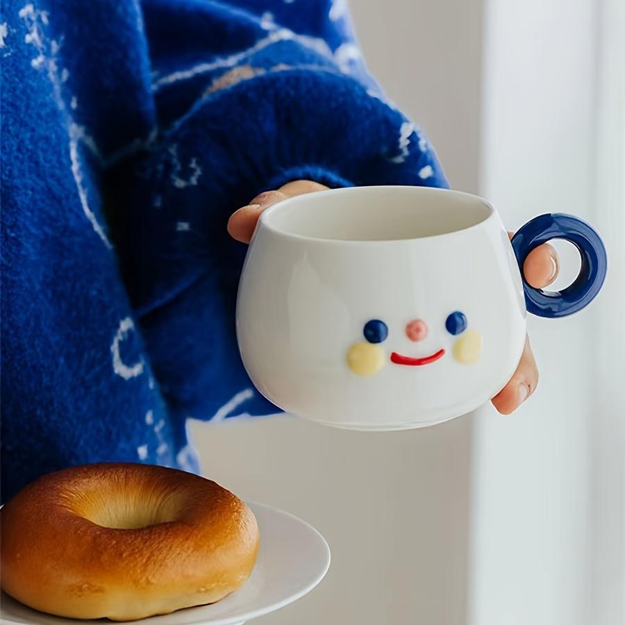 Ceramic Coffee Mug with Chubby Face Design, Microwave Safe,Machine Washable, Novelty Round Cup for Office, Afternoon Tea, Breakfast, Milk