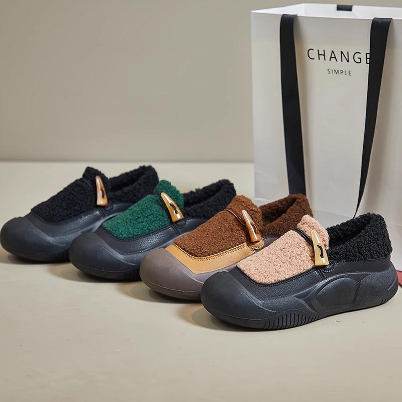 Lamb Wool Shoes Women's Winter Wear 2025 New Muffin Platform Casual Sports Bread Shoes Warm Cotton Shoes