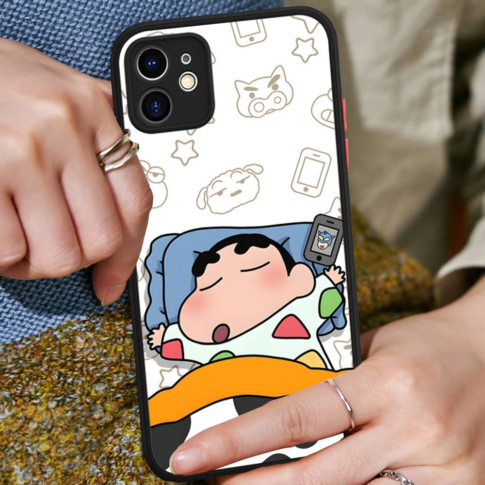 Anime Crayon Shin-Chan Matte Transparent Phone Cover For IPhone Case 16 15 14 13 12 11 Pro Max X XS Max Plus