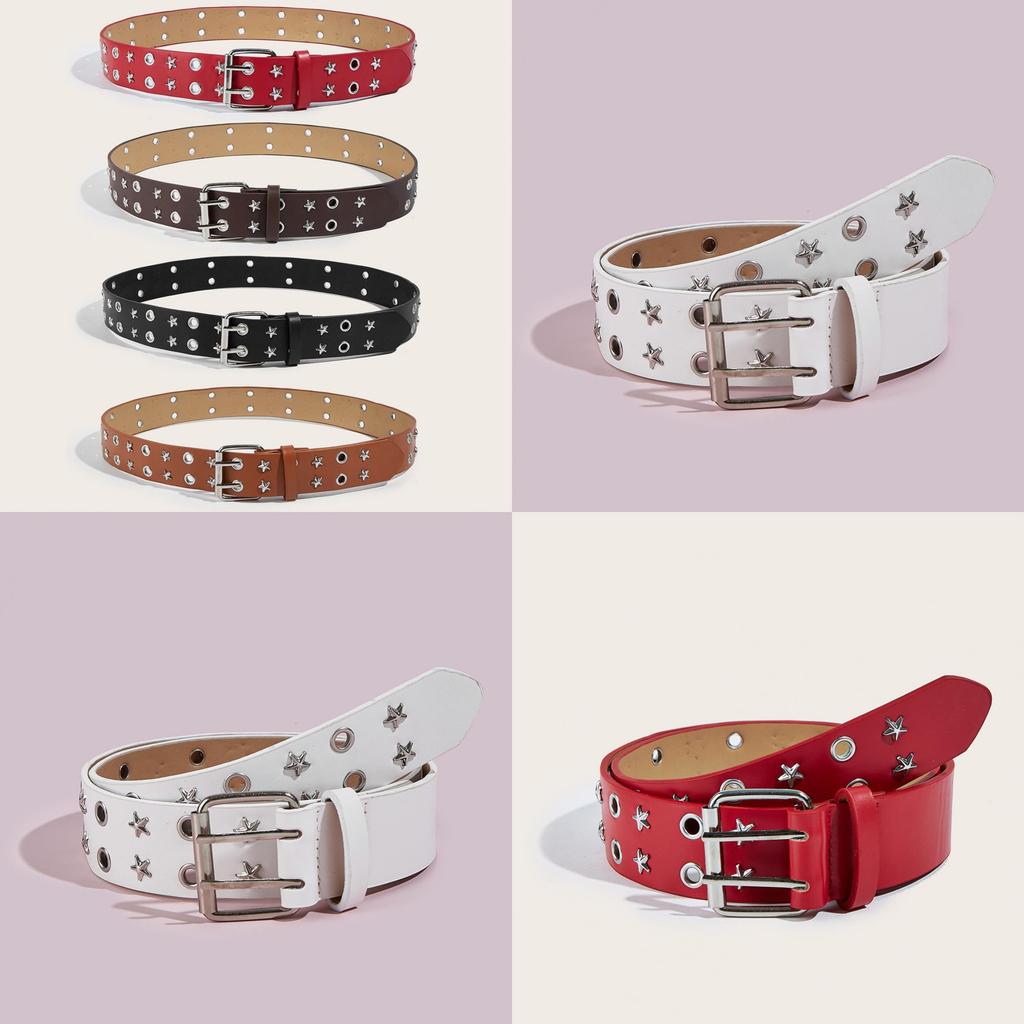 Womens Fashion Belt With Metal Pin Buckle And Star Accents For Office And Daily Use