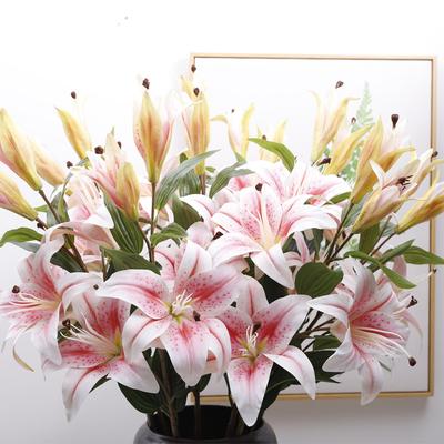 Simulation d'un seul lys à 5 têtes, sensation de fleur artificielle, ornement, fournitures de mariage, photographie