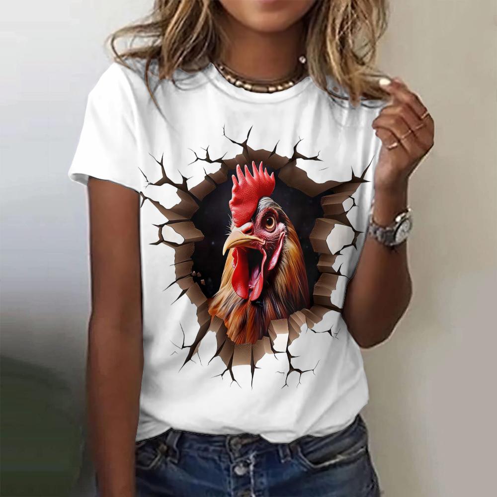 

Женские футболки в стиле хип-хоп с 3d принтом животных, пуловер с круглым вырезом и короткими рукавами, футболка, топы, летняя уличная одежда большого размера, новинка 2024 г. 8XL