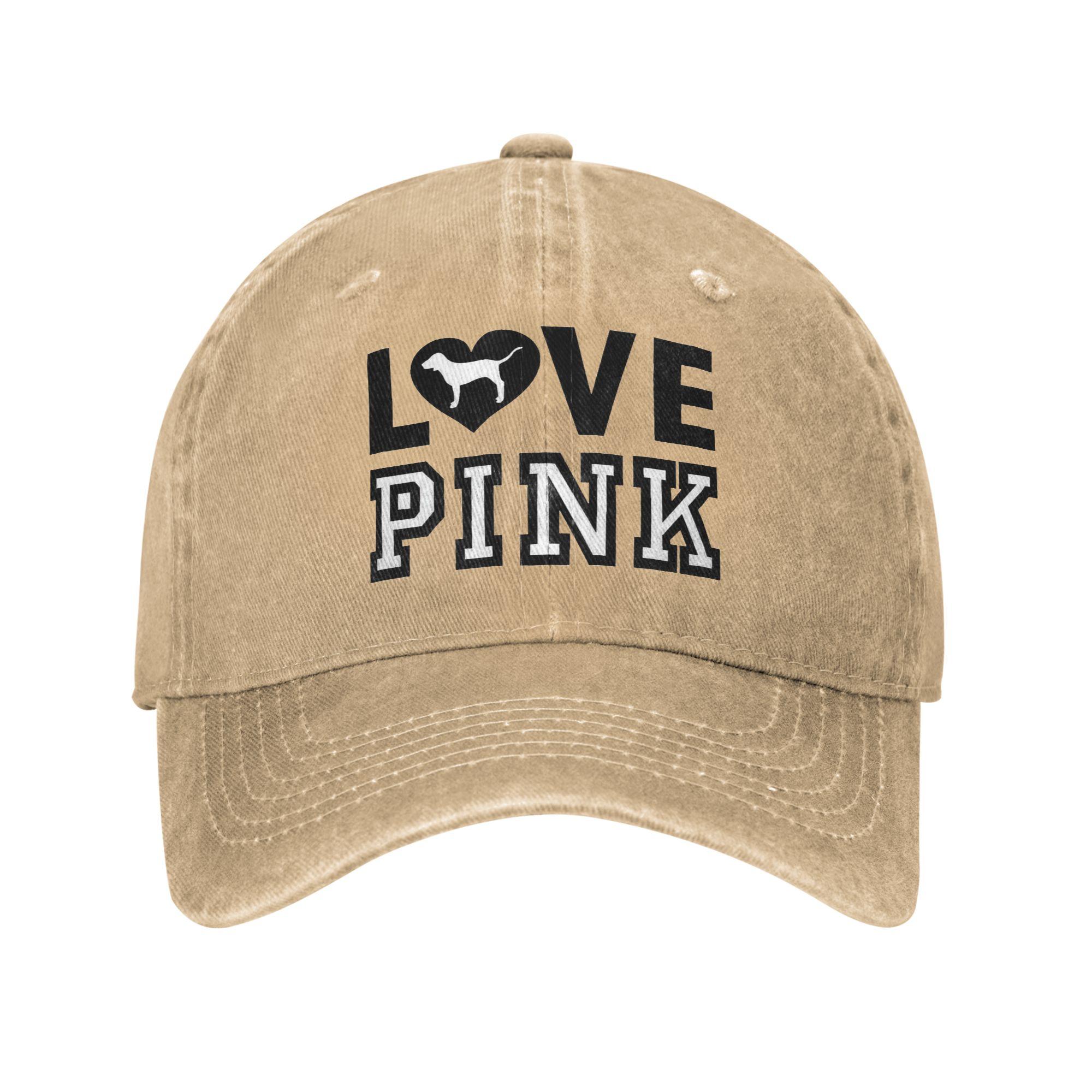 

Love Pink Denim Fabric Cap Casual Baseball Caps Adjustable Hat Summer Unisex Baseball Hats One Size