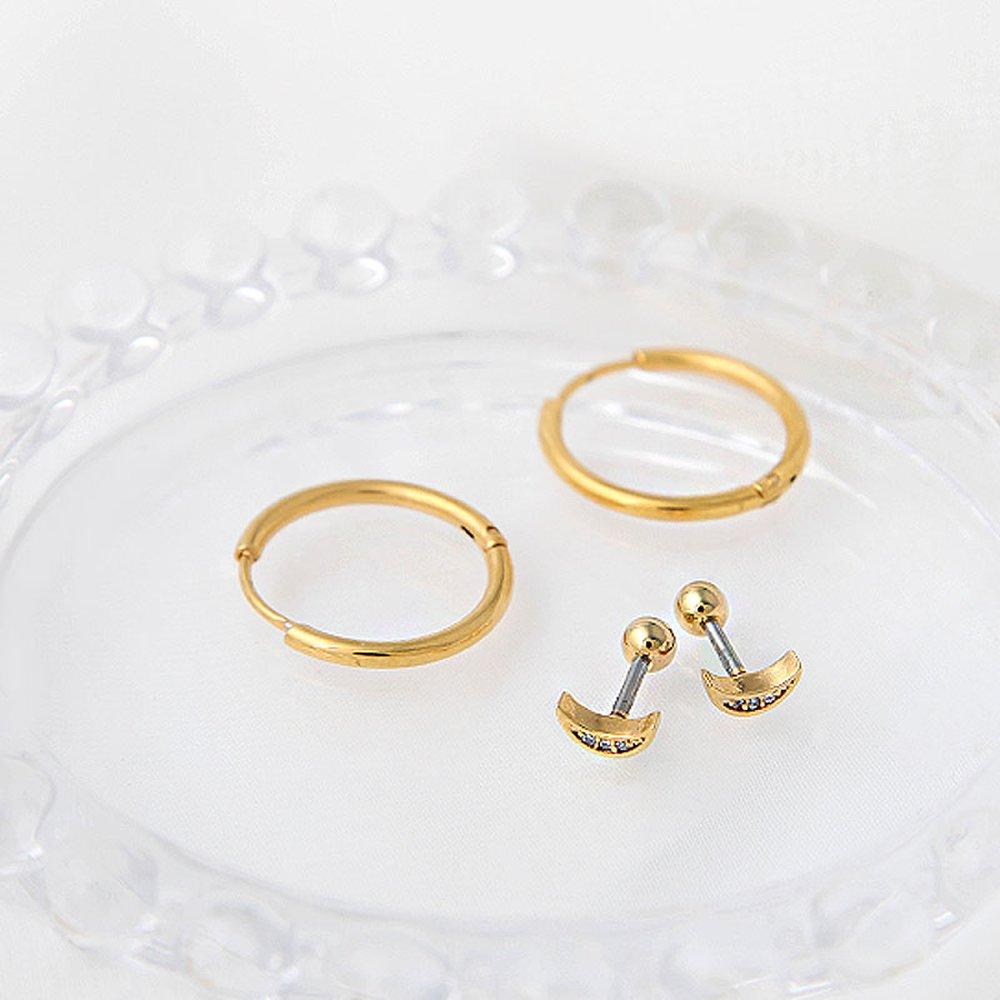 Crescent Moon Piercing + Ring Piercing [Sold As a Pair]