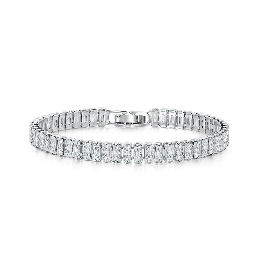 

Zircon Bracelet 2.5 * 5Mm Single Row Rectangular Full Diamond, Tennis Multi-Color Bracelet