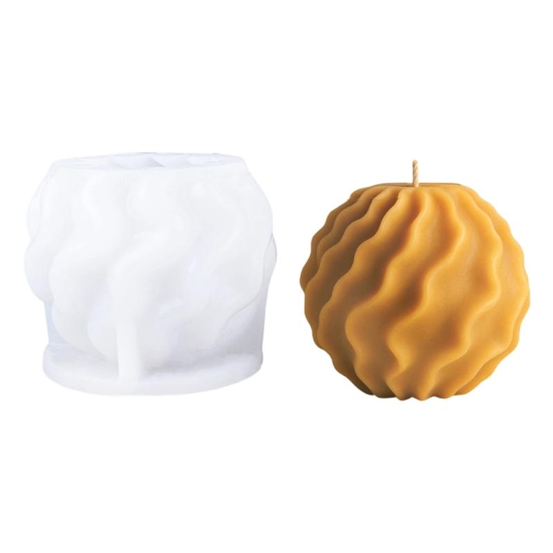 

Geometric Striped Silicone Candle Mold Spherical Soap Making Mold For Epoxy Resin Candle Soap Wedding Home Decoration