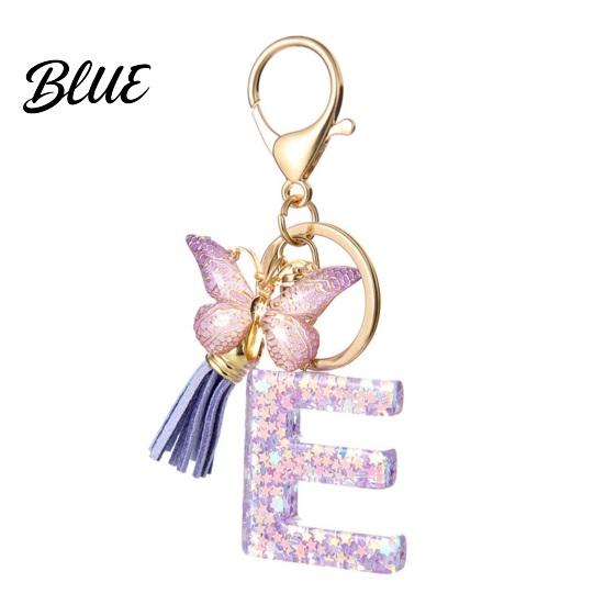 Comfortable To Carry Keychain Purple Series Pendant Sequins Star Initial Letter Charm Key