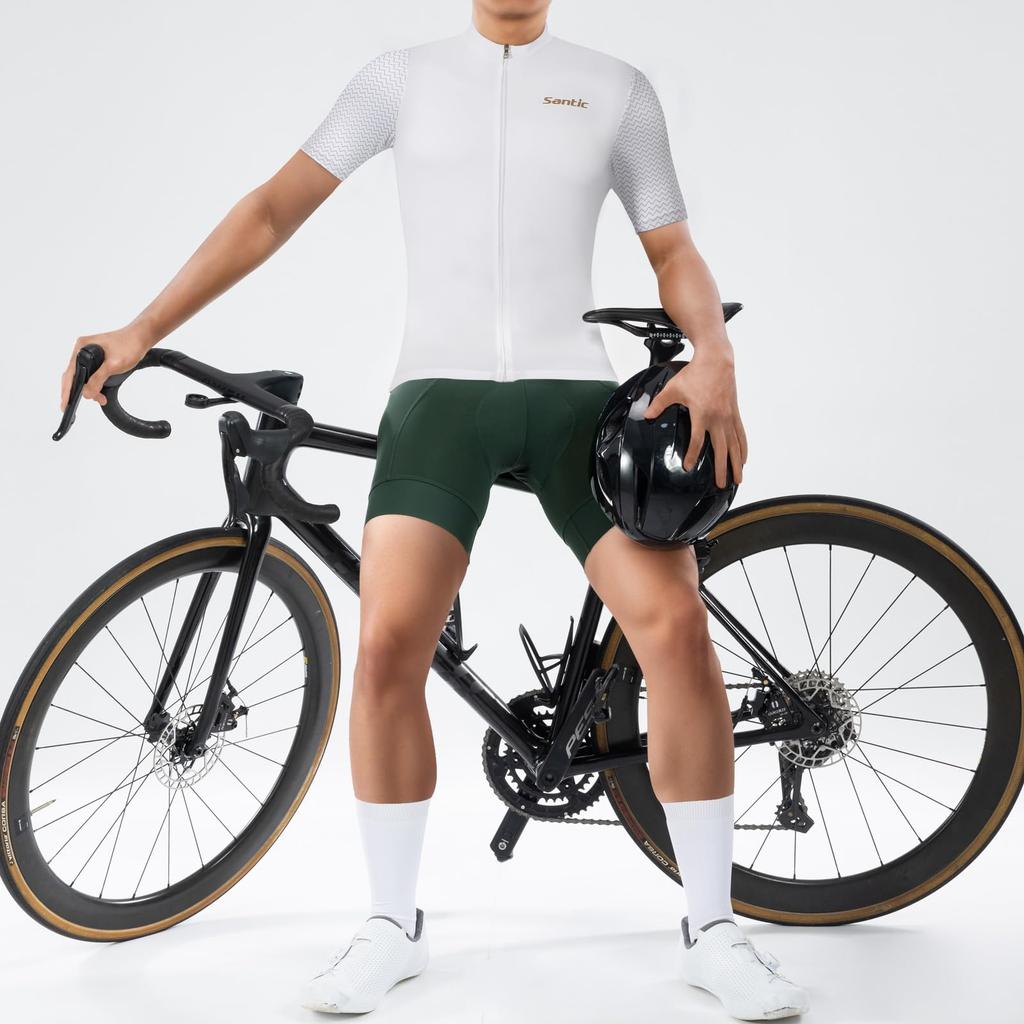 Santic Short Sleeve Cycling Cycling Wear for and Road and Elastic Size Men's Jersey, Cycling, Bicycles, Bikes, Summer, Sweat-Wicking, Quick-Drying,