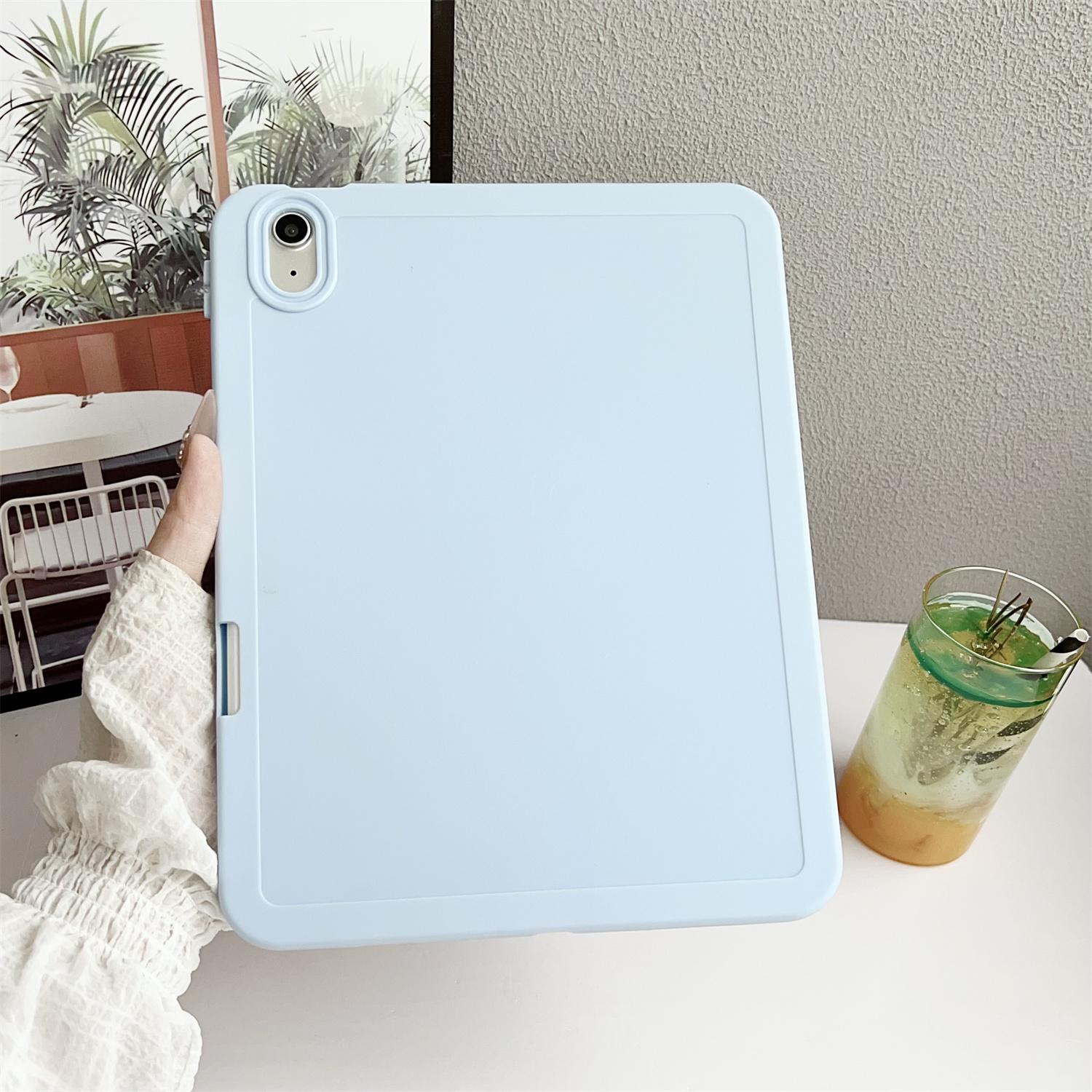 

For iPad 10.9 (2022) Case Solid Color TPU Tablet Cover with Pencil Holder Blue