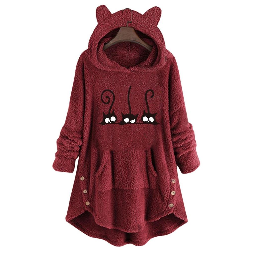 Autumn and Winter Hoodie, Women's Hooded Long Sleeved Double-sided Velvet Women's Oversized Jacket