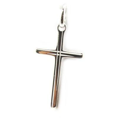 [L2991] - Silver 'Cross' Pendant (rhodium-plated) - 25x14 Mm