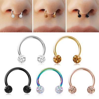 1 aro para la nariz con brillo, piercing para el tabique nasal, cartílago, aro circular para el labio, trago, hélix, trago, herradura, retenedor, joyería corporal de 16 g