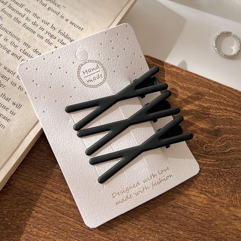 Épingles à cheveux simples givrées pour filles, 3 pièces, pinces à cheveux carrées, ovales, Triangle, pour enfants, épingles à cheveux, cliquez sur clac