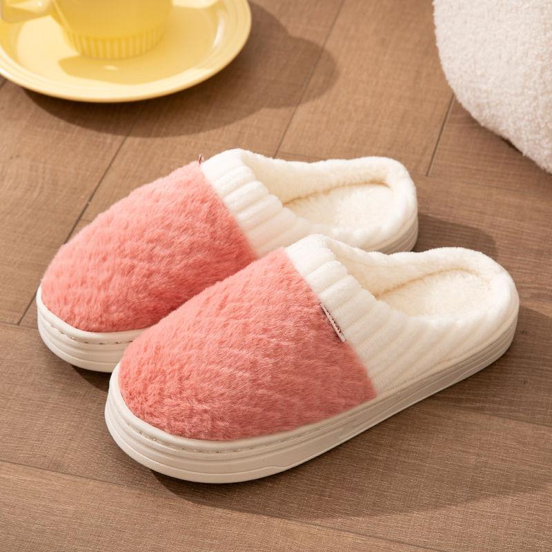 Cotton slippers men's autumn and winter new home indoor non-slip household thick-soled plush cotton shoes men's bag heel