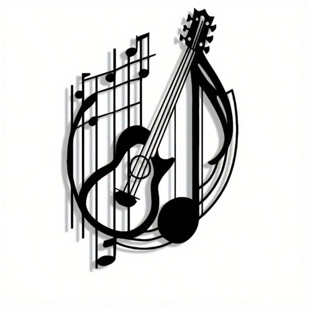 Reusable Iron Guitar Wall Decor Vintage Metal Plaque Musical Note Art Gift