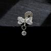 Right Grand ASTM F136 Titanium Bow Dangle CZ Piercing Labret Stud 16G Flat Back Helix Tragus Cartilage Earring Bridal Jewelry