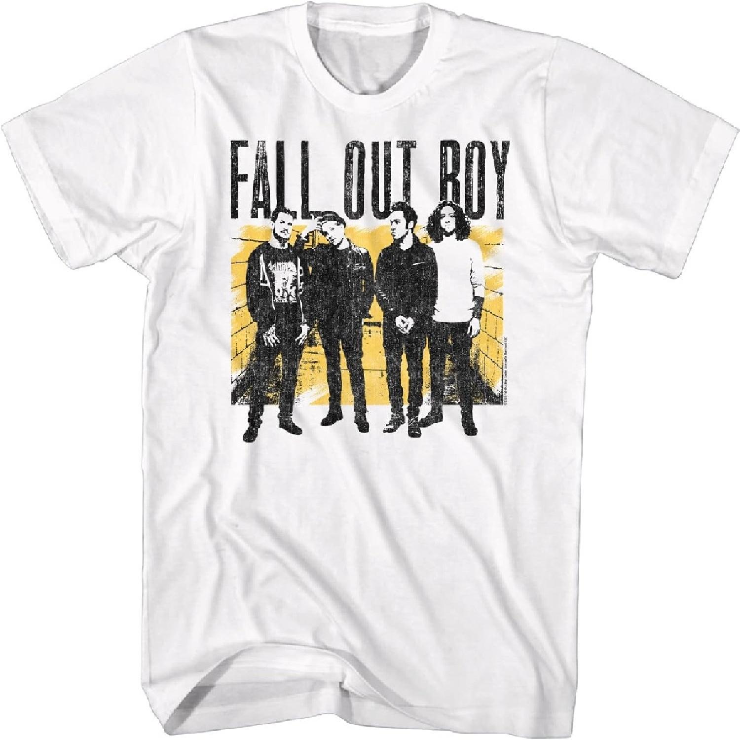 Fall Out Boy Vintage Group Potrait Adult White Tee Shirt XXXXXL белый
