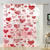 Single Panel Red Hand Painted Heart Shaped Decorative Gauze Curtain Romantic Festive Suitable Bedrooms Living Rooms Curtains Polyester Great Room