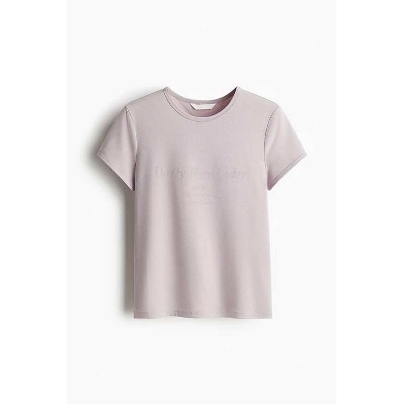 

HM 2025 Summer New Arrival Women s Letter Pattern Soft Knitting Jersey T-shirt 1297168 Light gray Pink/Reminder 165/96