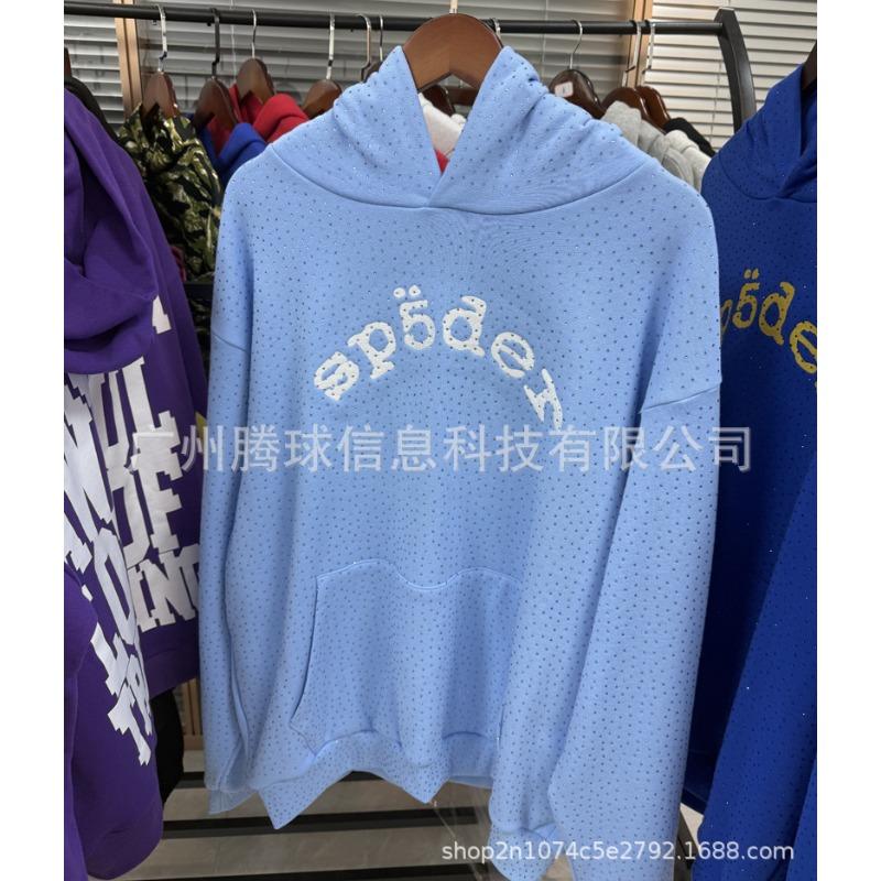 Heavy fleece foam print spider web hoodie sports casual sweater sweatpants set