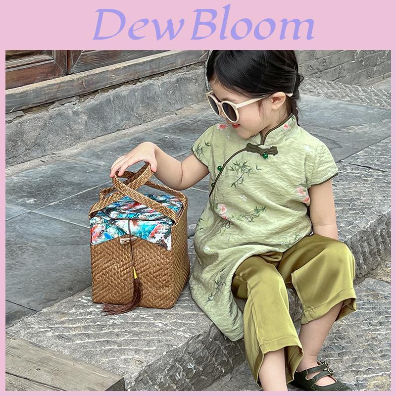 Elegant Chinese Style Summer Outfit For Girls Featuring Beautiful Floral Qipao Top And Stylish Pants Set For Ages 3 To 8 Years