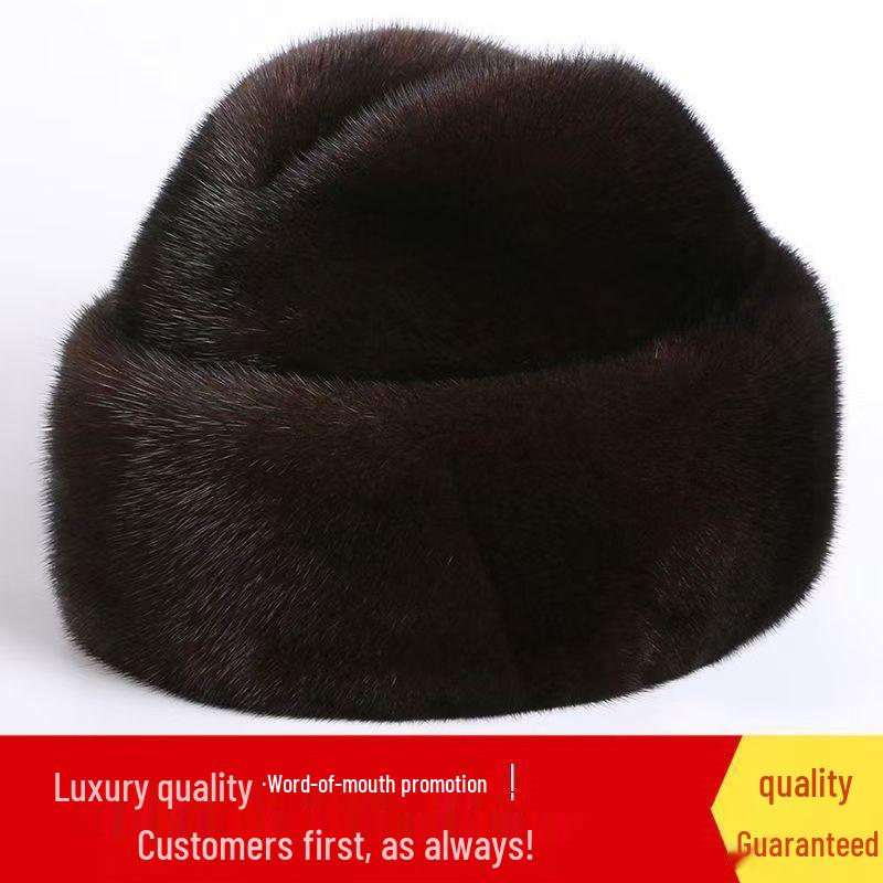 Waterproof Mink Fur Hat for Elderly Men - Thickened Winter Cotton Grandpa's Hat