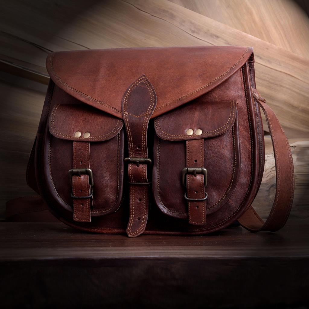 Handmade Leather Crossbody Bag: Vintage Saddle Bag, Travel Handbag