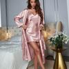 Sexy Braut-Kimono-Robe, Satin-Nachtwäsche, Brautjungfer, langer Bademantel und Nachthemd, Sommer, V-Ausschnitt, Nachtwäsche, Dessous