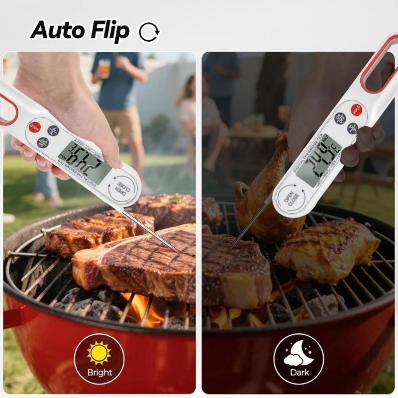 Quick Response Magnetic Back Digital Thermometers For Kitchen Use Measure Meat Oil Liquid Temperature With Clear Display