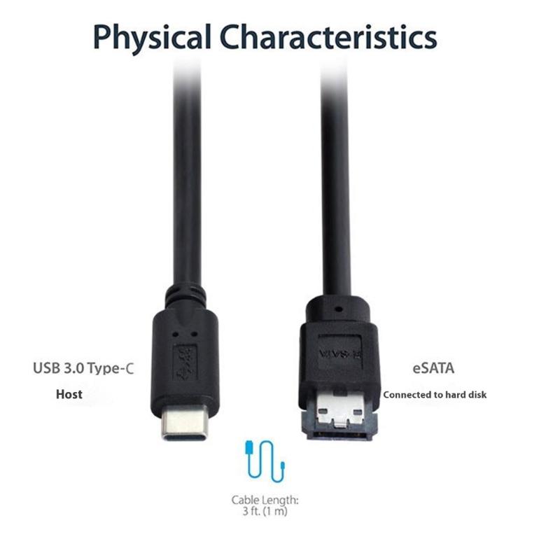 Computer ESATA Converters Cable With USB Type C Interfaces 5V Power Supply 5Gbps Data Transfer For External Storage Units