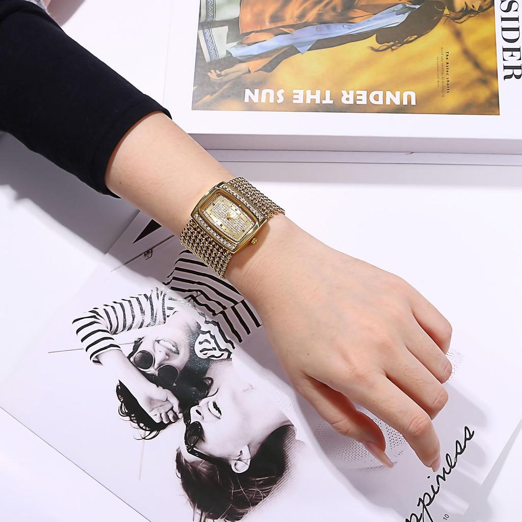 Zlatý korálkový náramek Analogový slitina Quartz Módní zlaté bílé Dámské hodinky Voděodolné, Roztomilé, Stylové, Stojan, Pásek, Hodinky, - Narozeniny, Pro matku