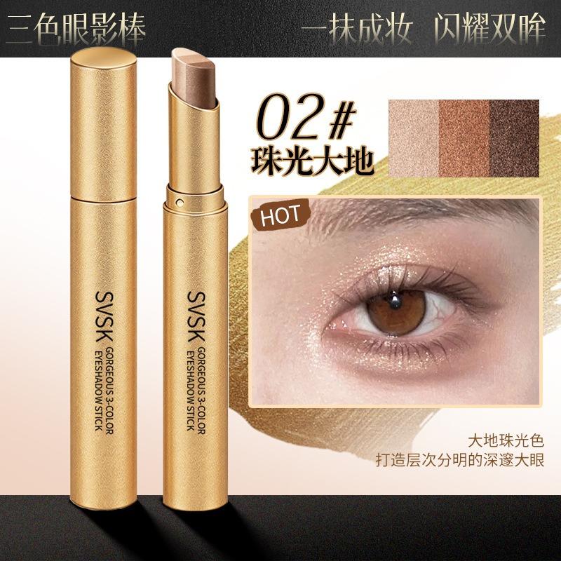 Three Color Eyeshadow Stick Matte Shimmer Glitter Eye Shadow Pen