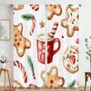 2pcs,2D Plane Printing Curtain Fabric Christmas Cookie Hot Cocoa (2) Versatile Fabric (without Rod) Festive Perfect for Study,