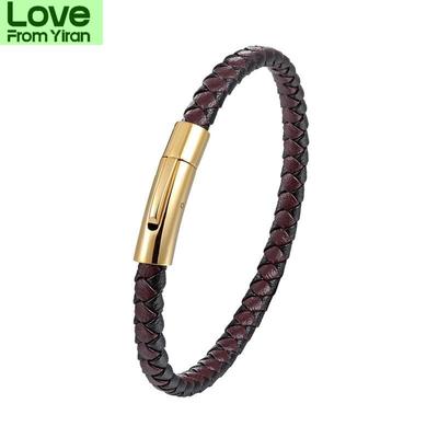 Bracelet en acier inoxydable pour hommes, bracelets en cuir véritable, style simple, bracelet en cuir de couleur noire pour femmes, Tz83