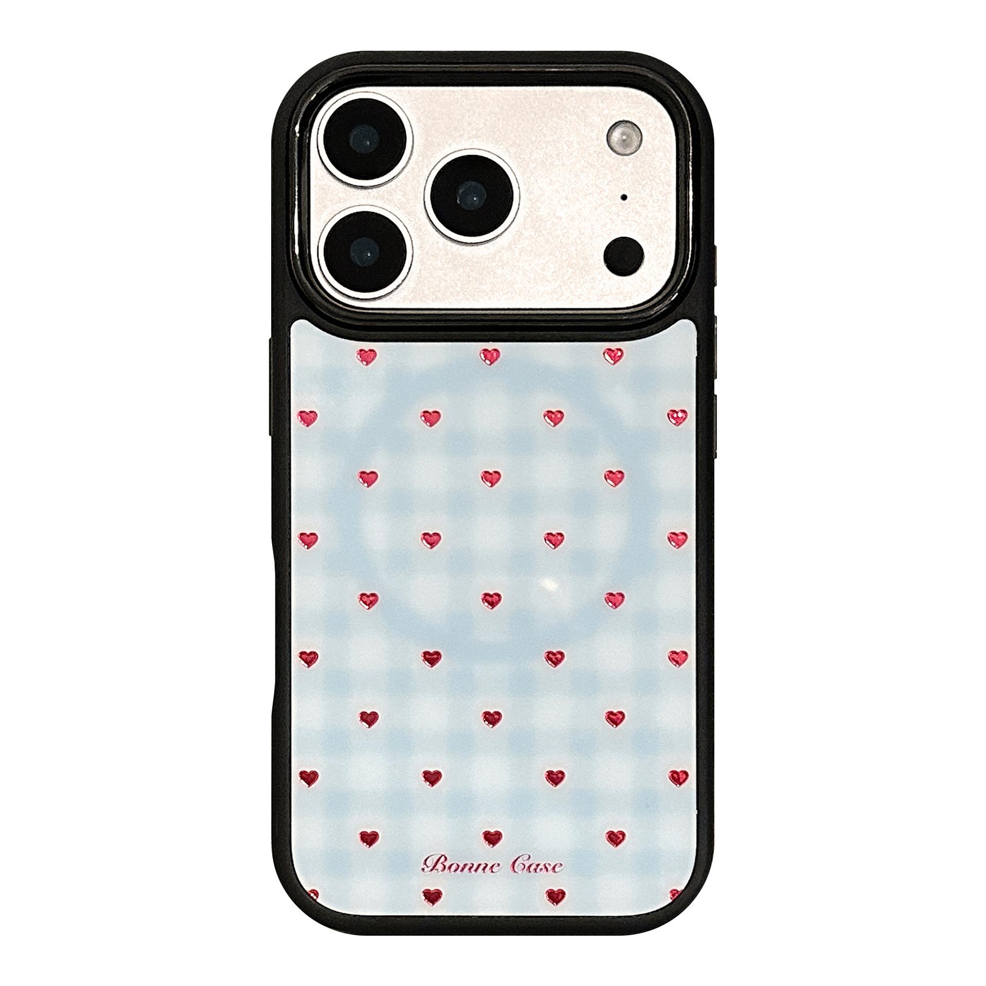 

Синий клетчатый чехол-подставка в форме сердца для iPhone 16, iPhone 17, iPhone 17 Pro Max iPhone 12