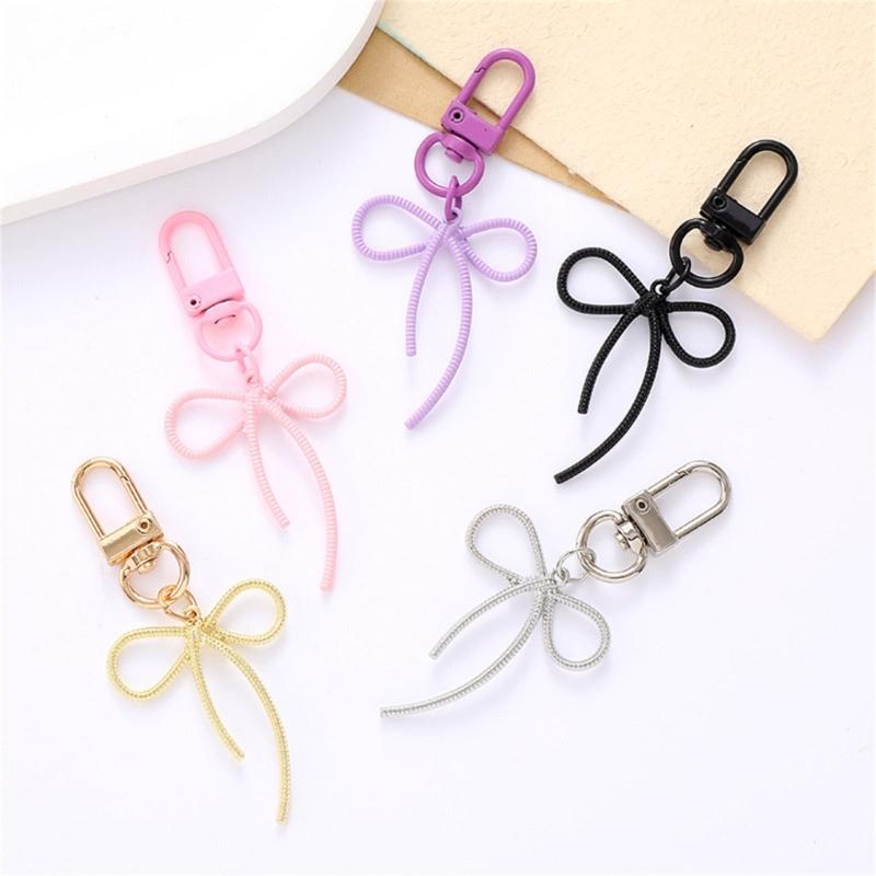 Fashion Bowknot Keyholders Lovely Bows Keychain Metal Keyrings Creative Bag Charm Handbag Charm for Women Girls