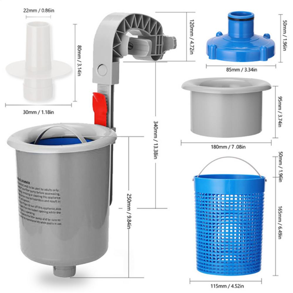 

Aboves Ground Pool Skimmer Kit Wall Mounted Debris Remover Automatic Cleaning Supplies For Inflatable Collars Metal Frames серый